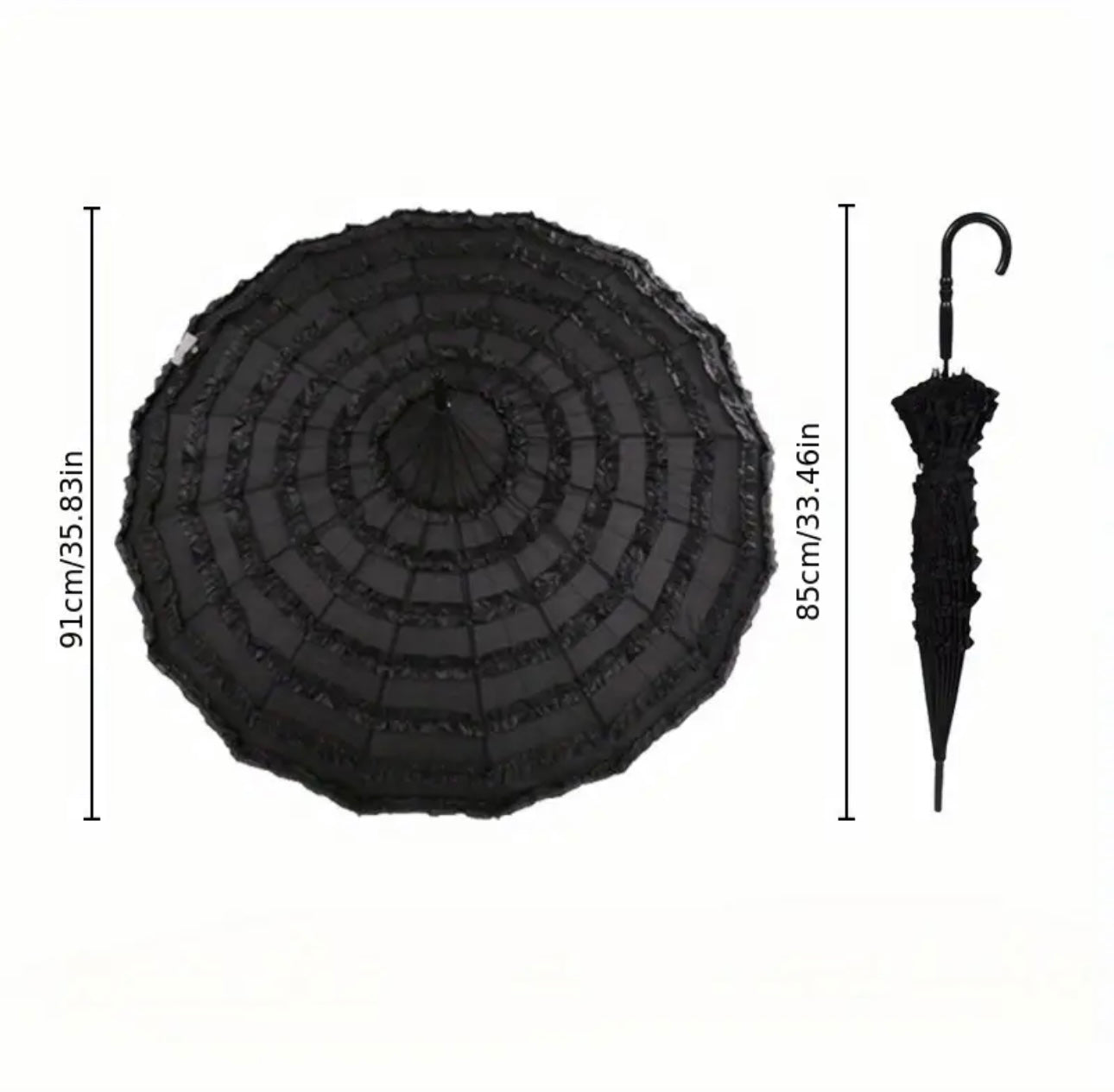 Retro Pagoda Parasol - Red Ruffles