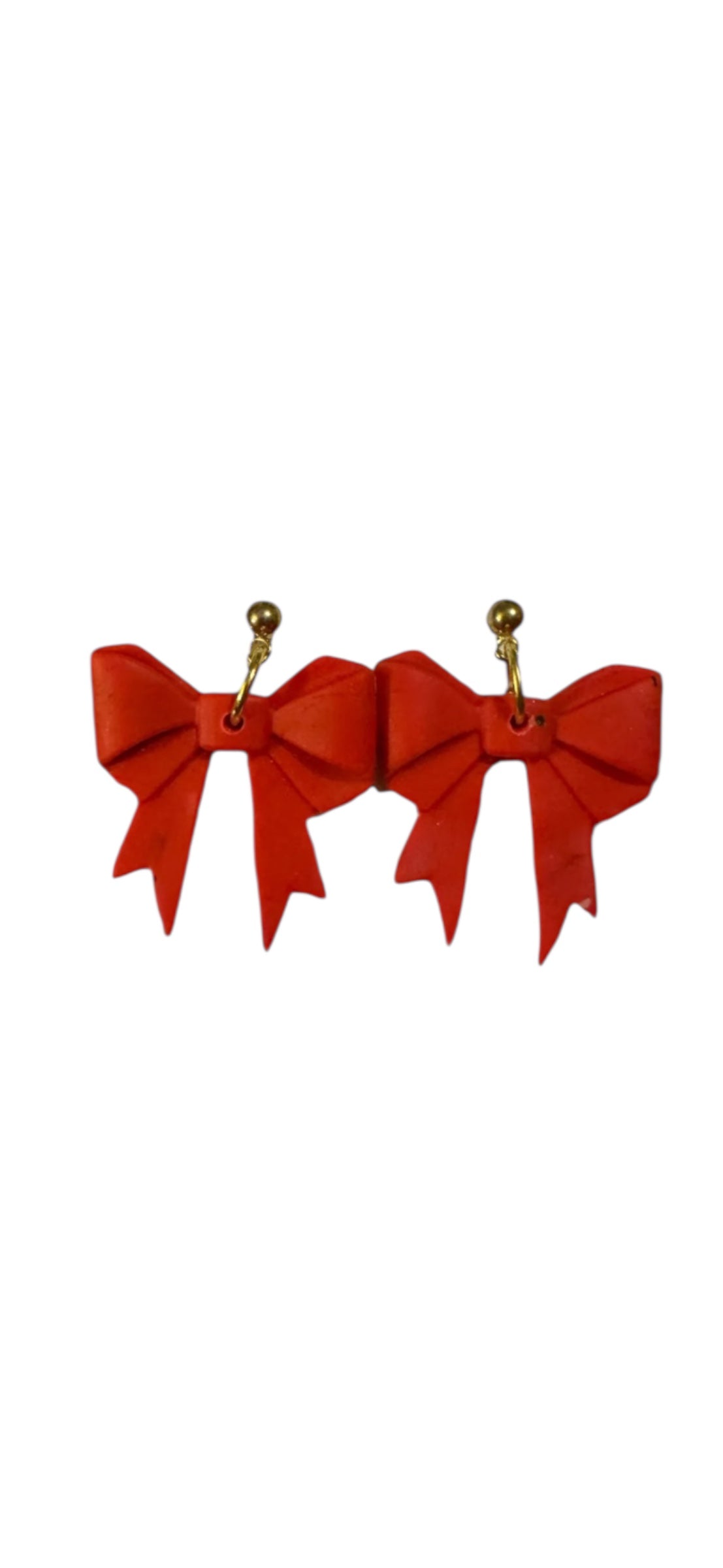 Bow Dangle Earrings - Red