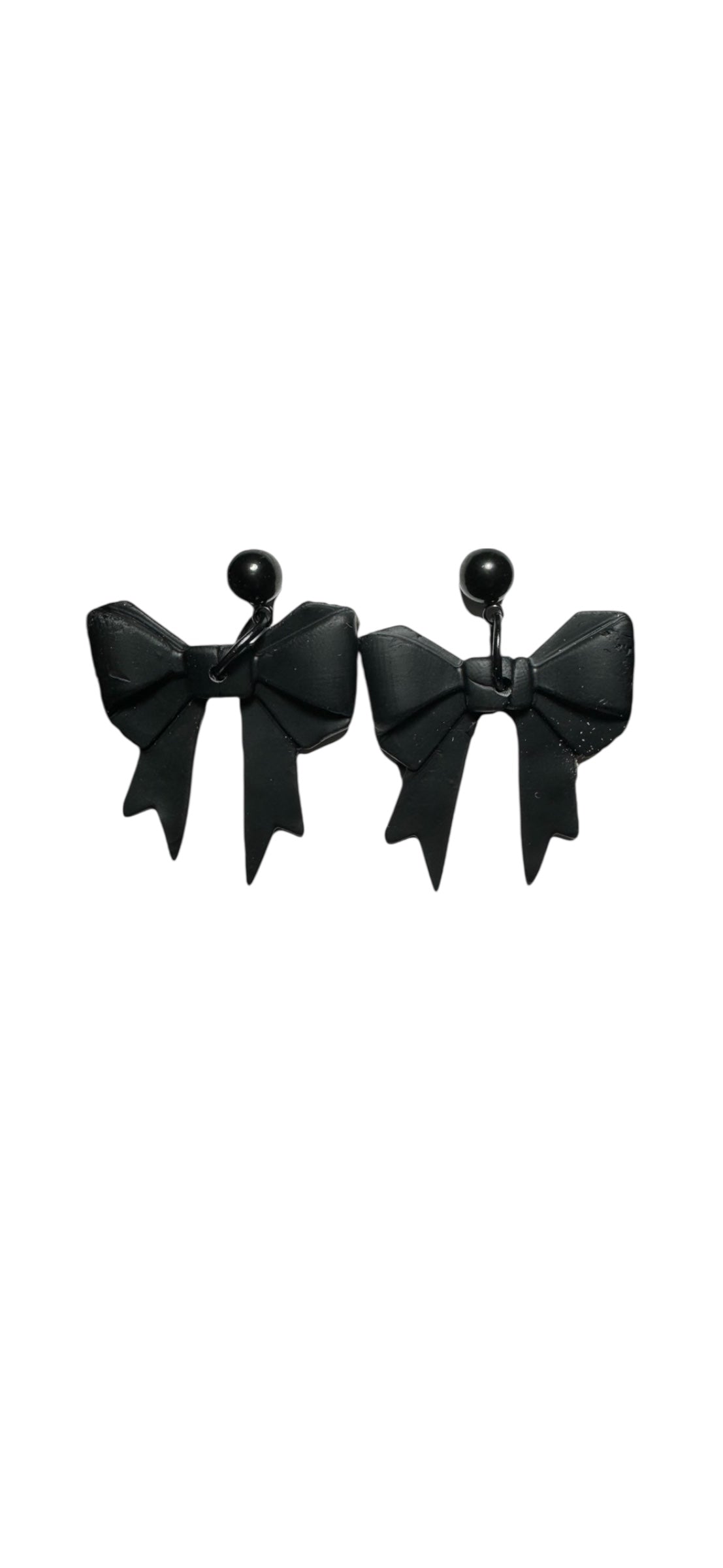 Bow Dangle Earrings - Goth Black