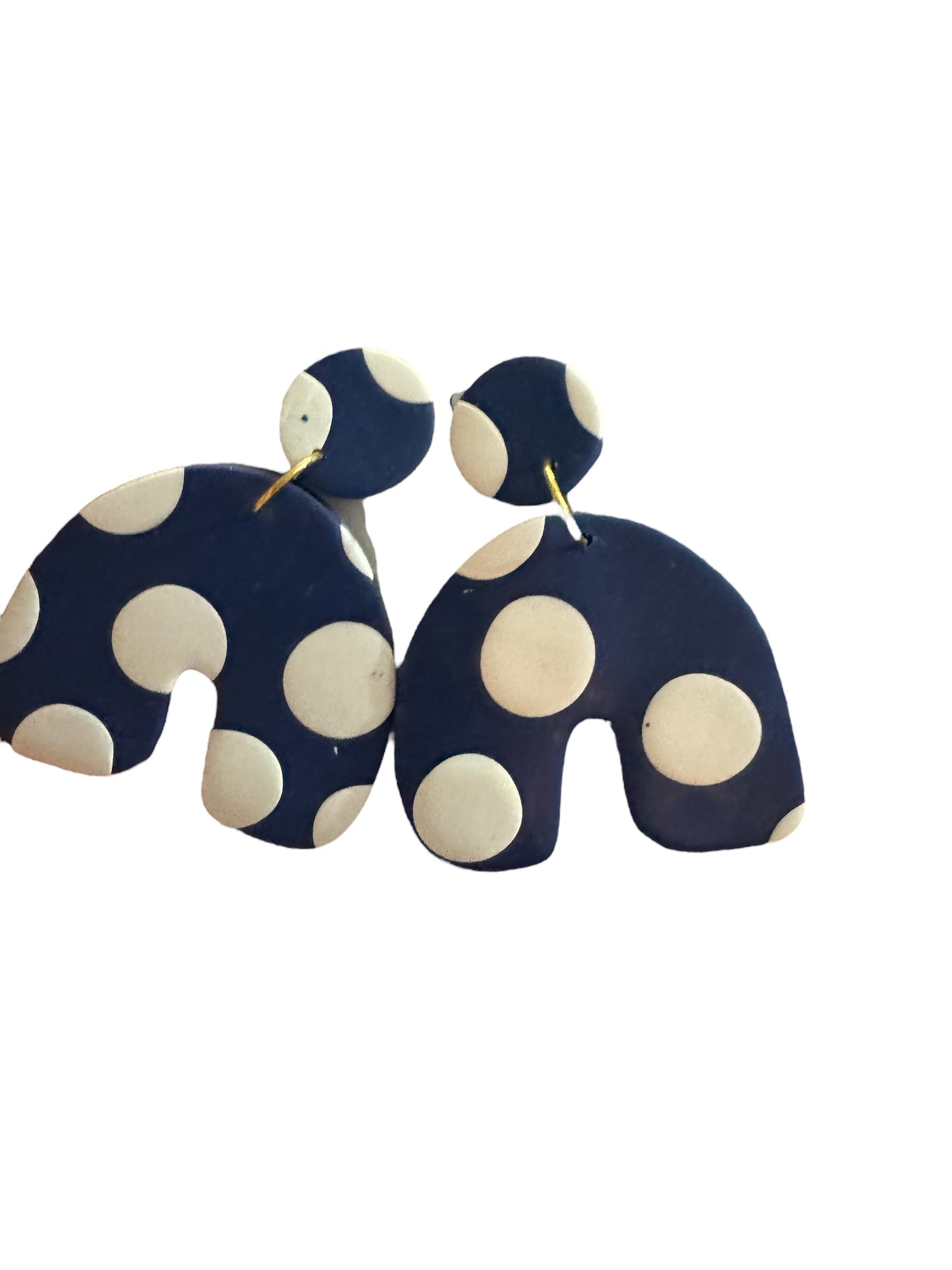 Oversized Arch Dangle Earrings - Polkadot