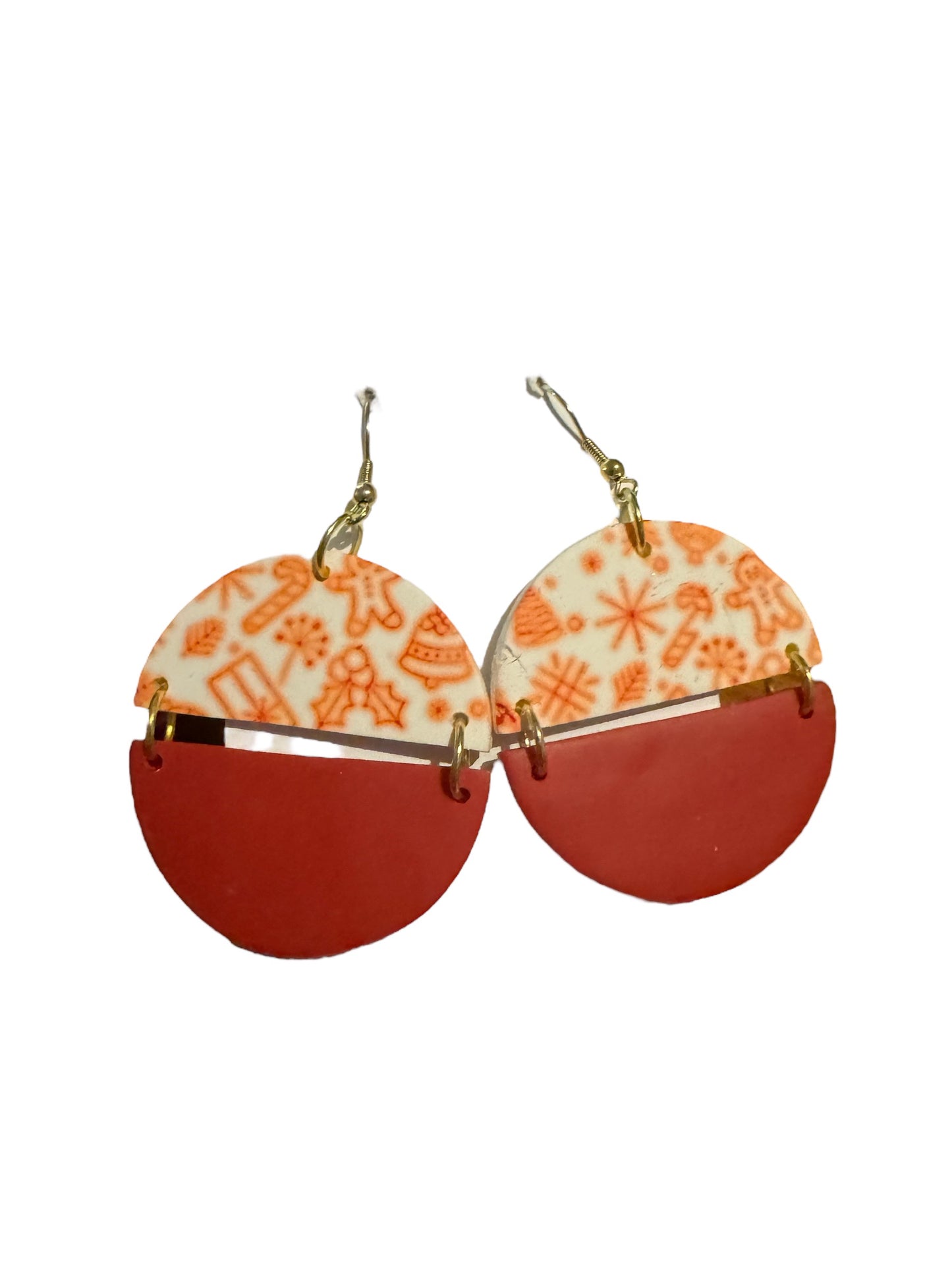 Christmas Half Cut Dangle Earrings - Large