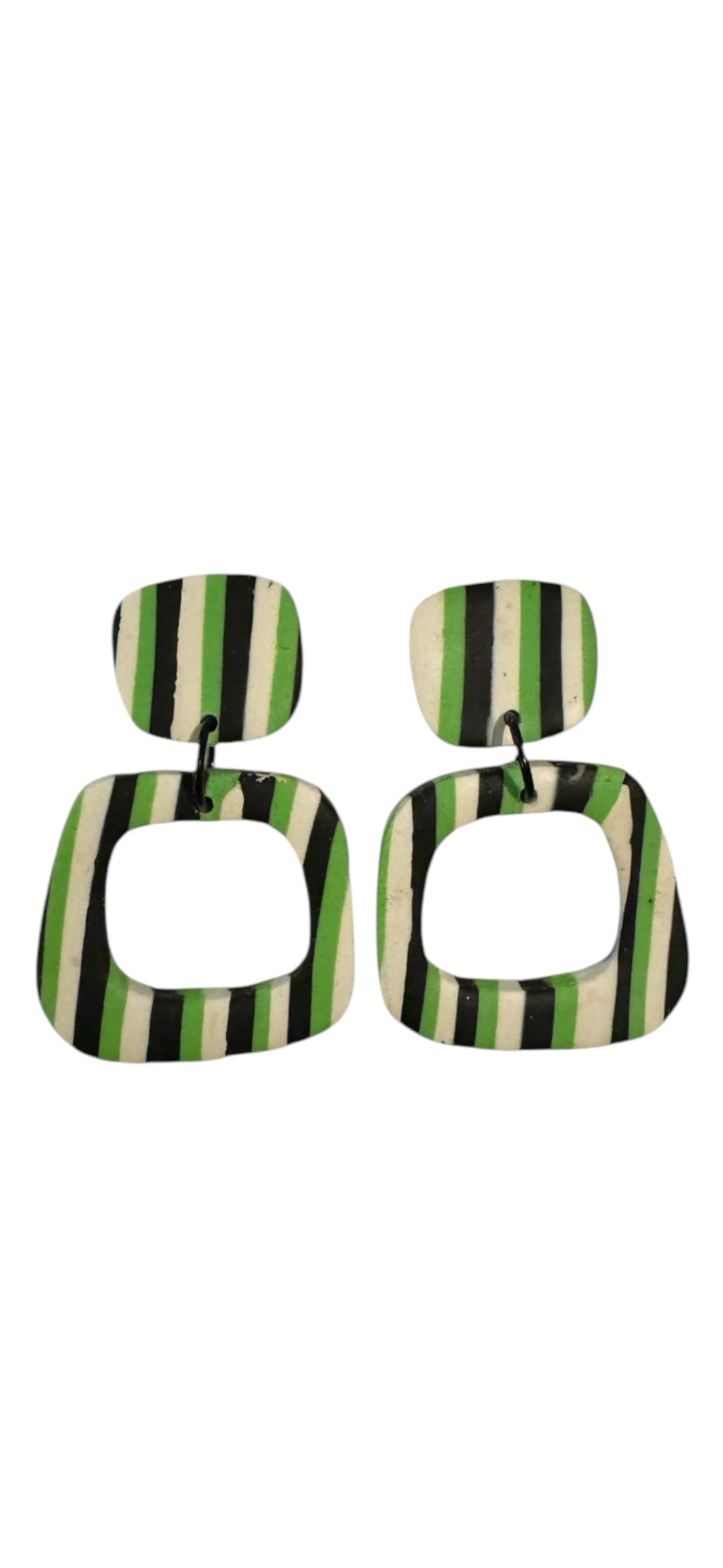 Lime Stripe Dangle Earrings