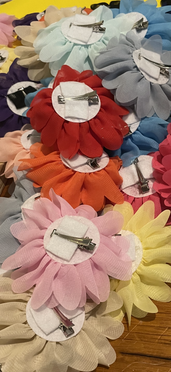 Rose Flower Hair Clip - Pink & Vintage White