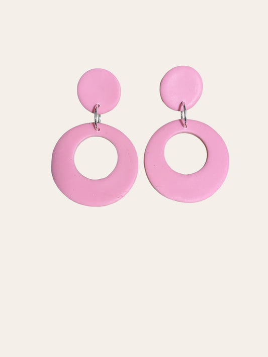 Velma Hoops Dangle Earrings - Baby Pink