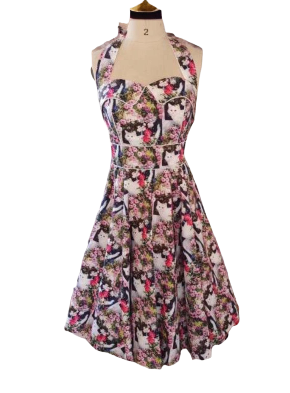 Marilyn Floral Kitty Halter Dress