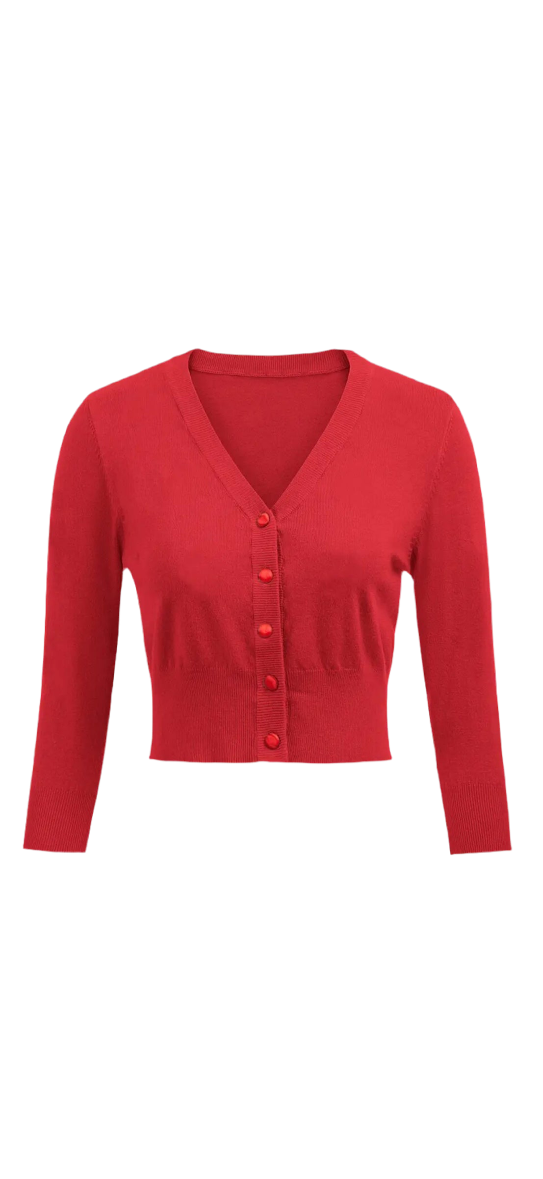 Cropped Cardigan - Red