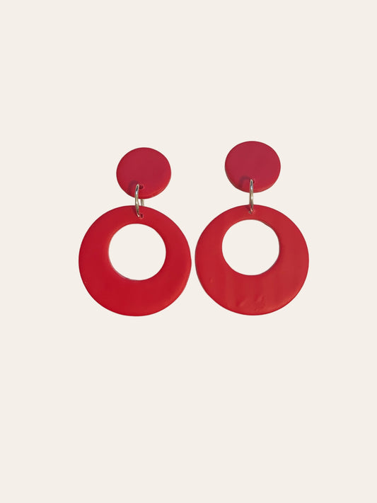 Velma Hoops Dangle Earrings - Red