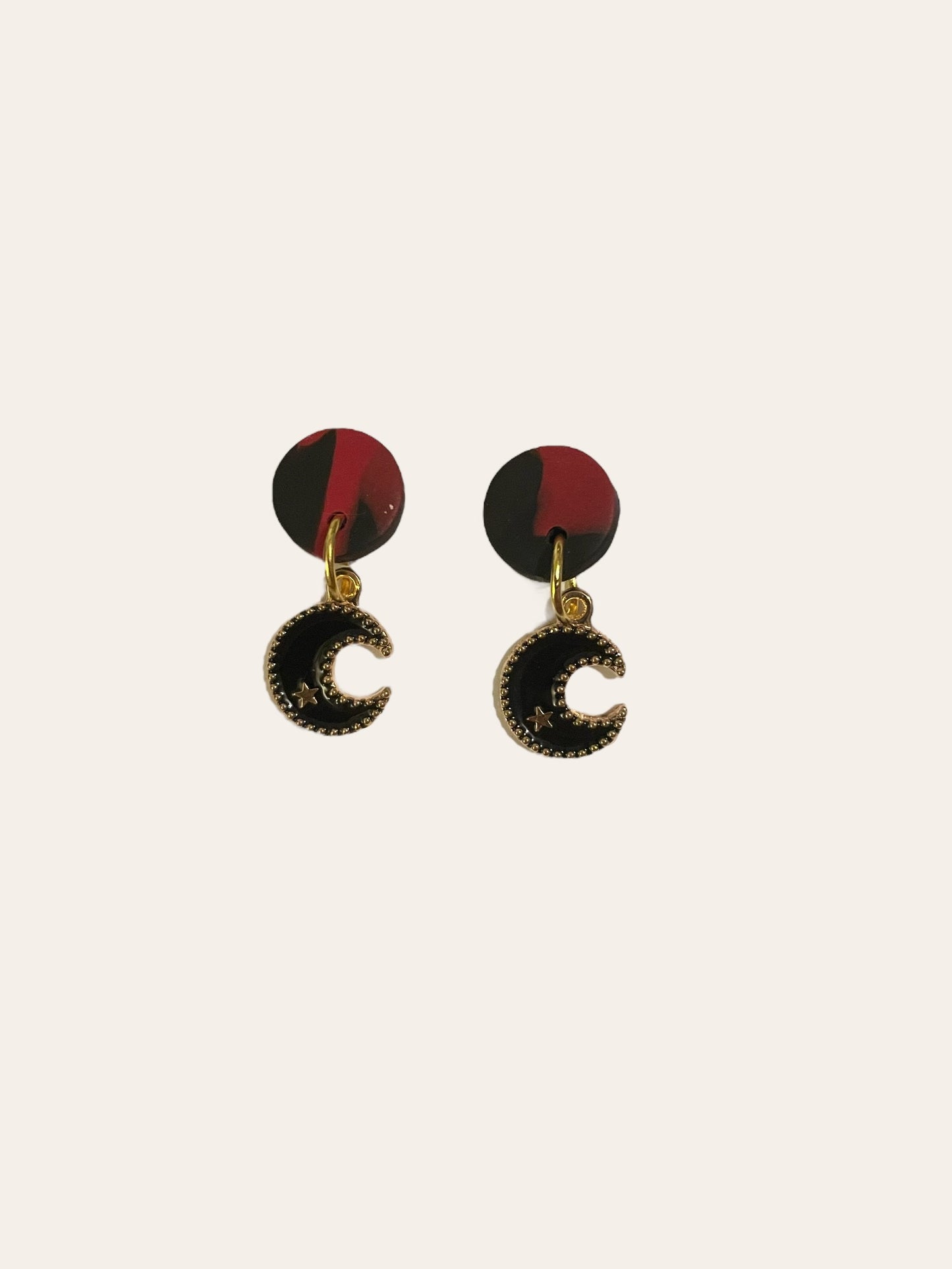 Black Crescent Moon Dangle Earrings