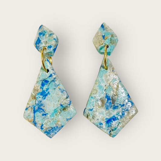 Blue Rhodusite Diamond Dangle Earrings