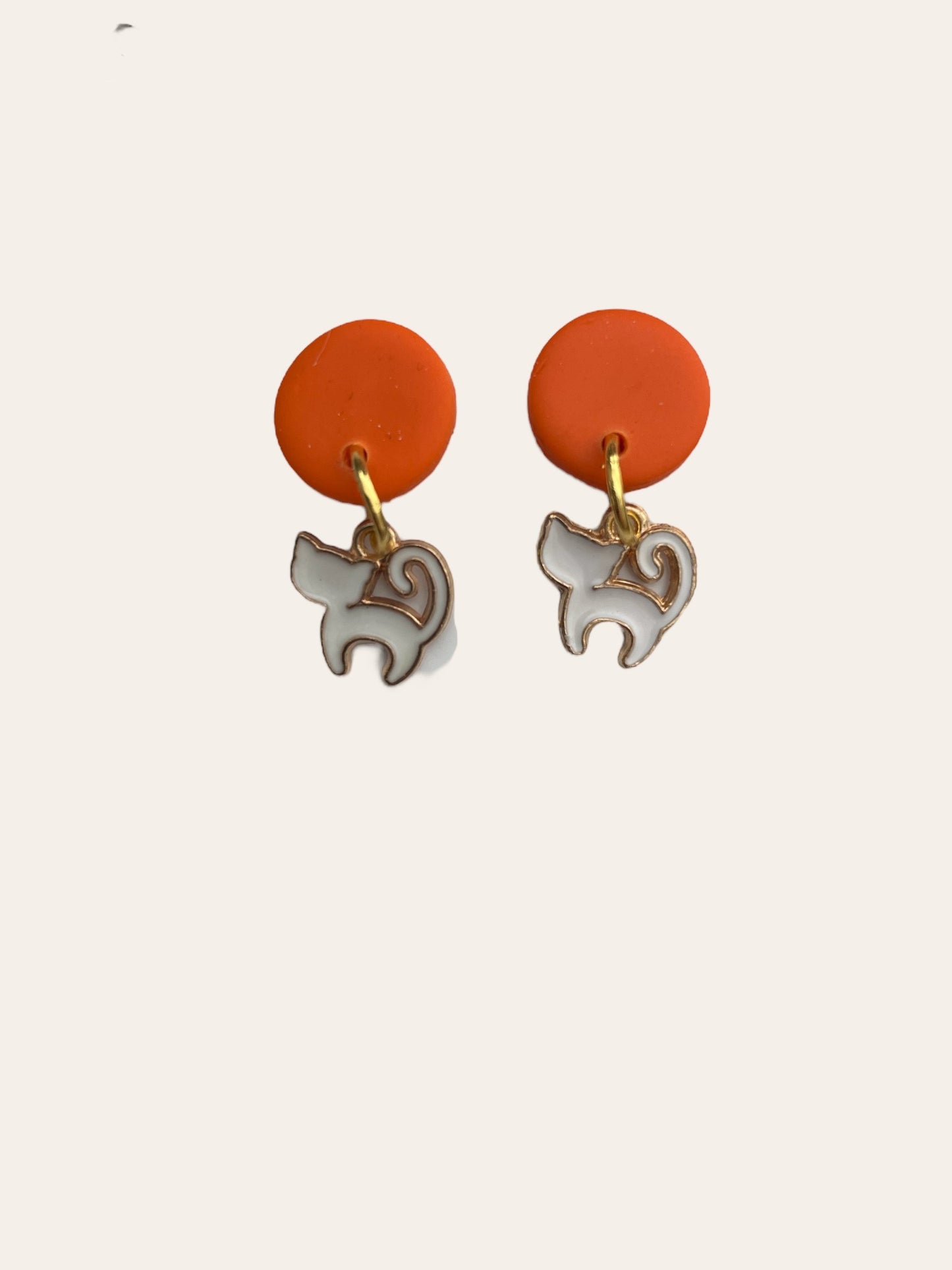 Friendly Kitty Dangle Earrings - White