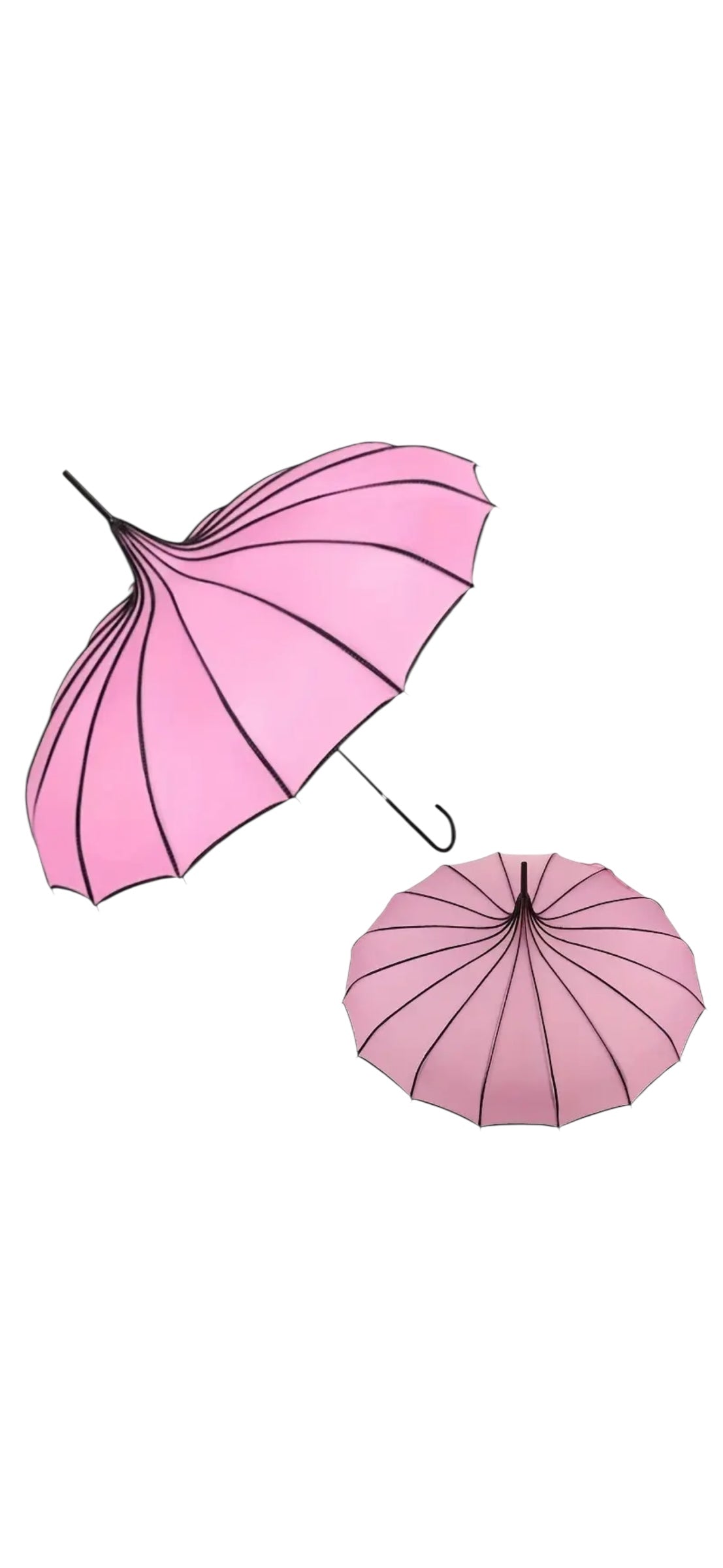 Retro Pagoda Parasol - Baby Pink