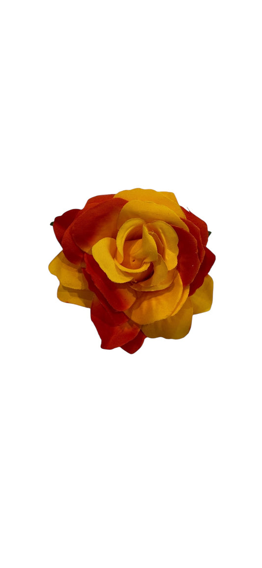 Rose Flower Hair Clip - Yellow & Orange