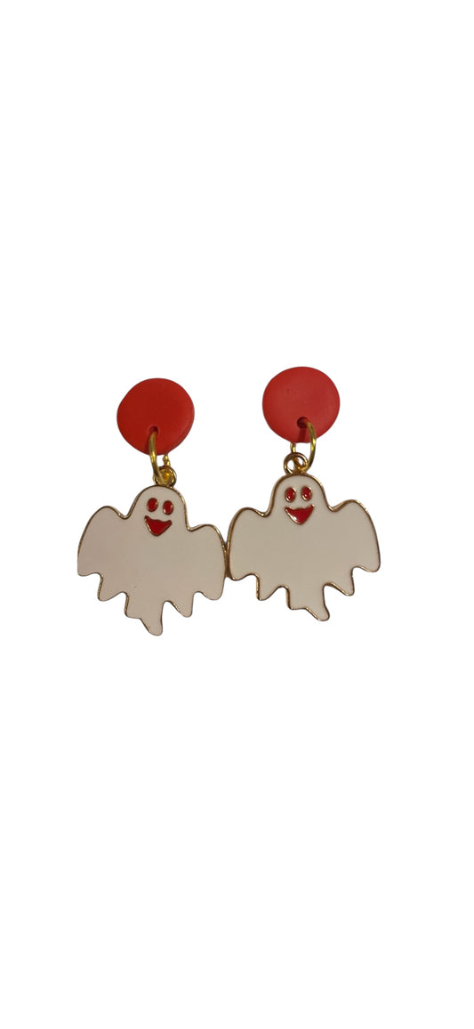 Friendly Ghost Dangle Earrings- White