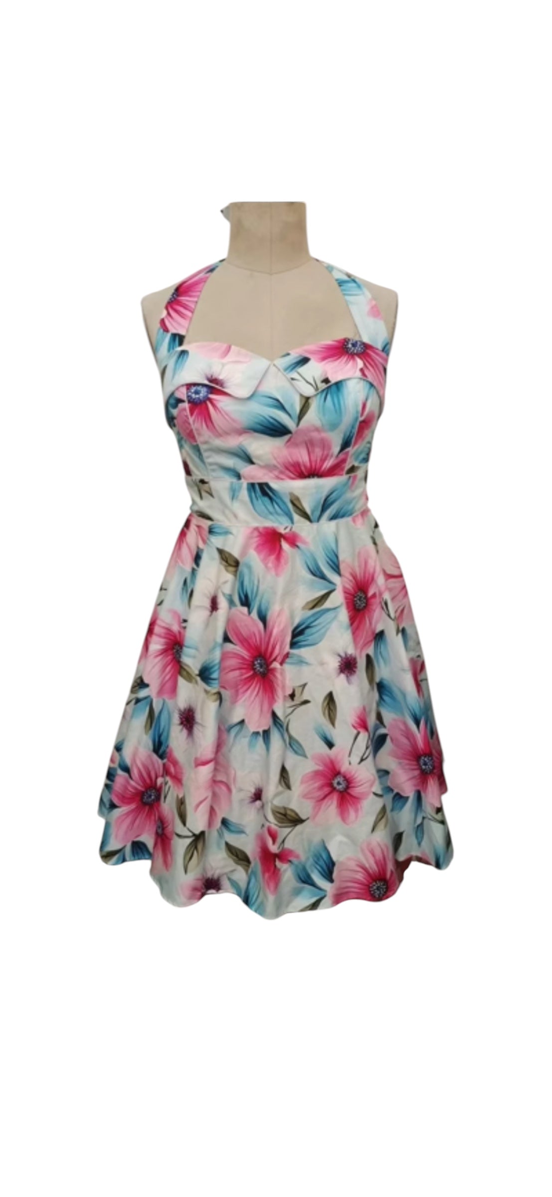 Marilyn Watercolour Floral Halter Dress
