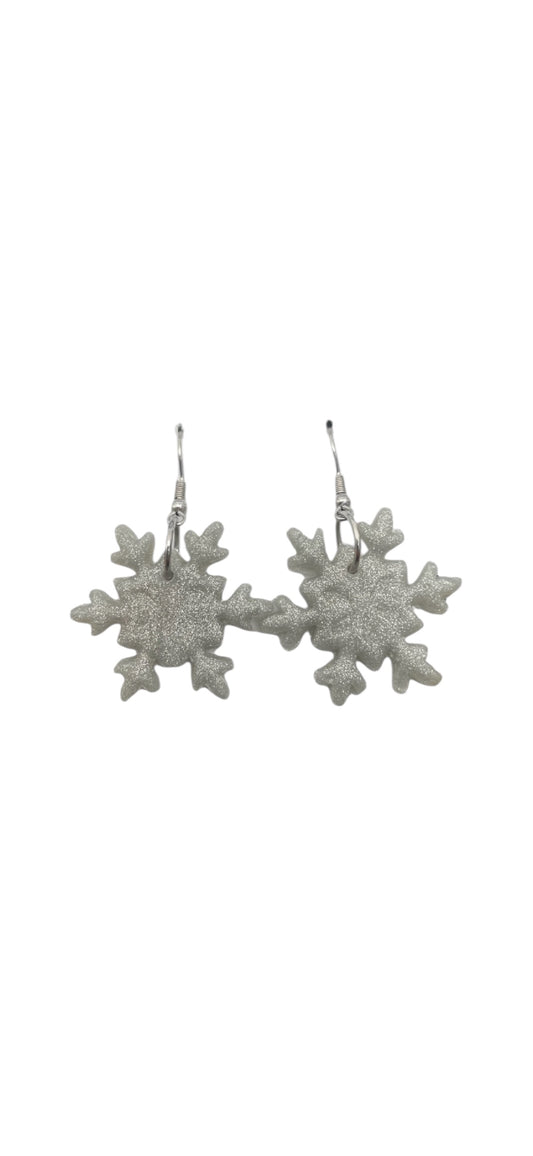 Snowflake Dangle Earrings - Silver Sparkle