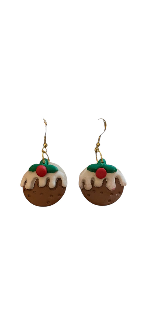 Christmas Pudding Dangle Earrings