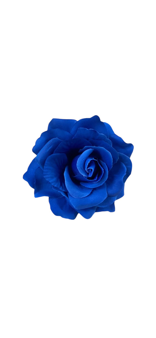 Rose Flower Hair Clip - Cobalt