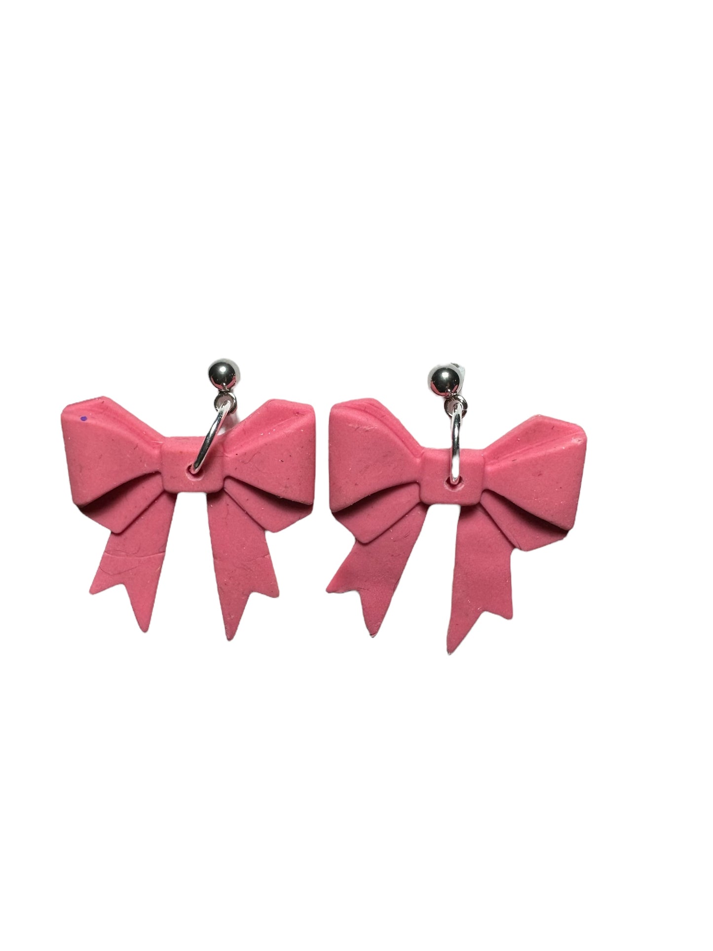 Bow Dangle Earrings - Pink