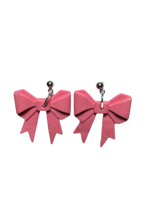 Bow Dangle Earrings - Pink