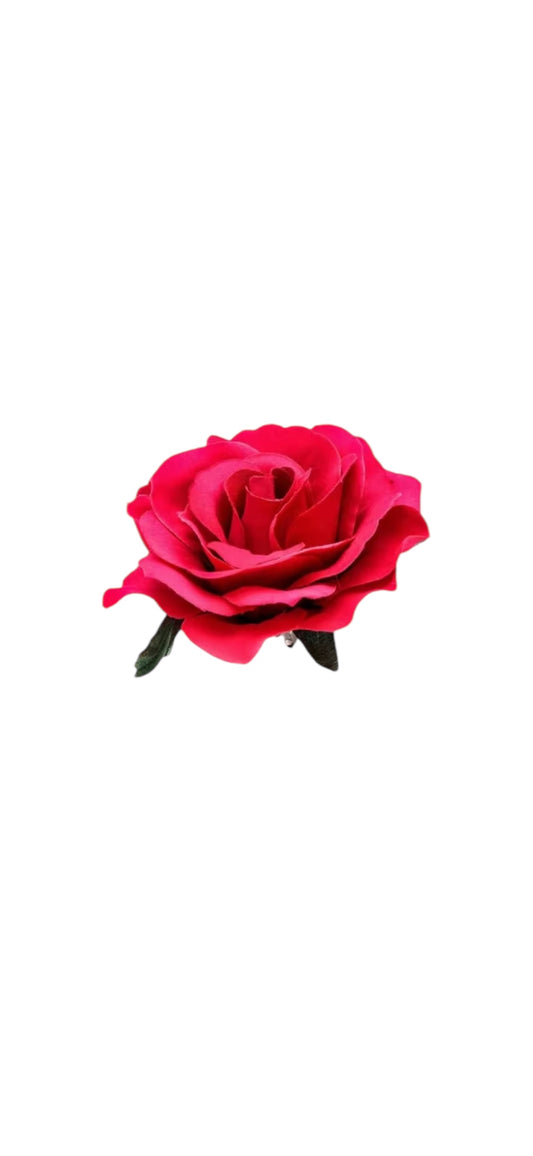 Rose Flower Hair Clip - Fuchsia