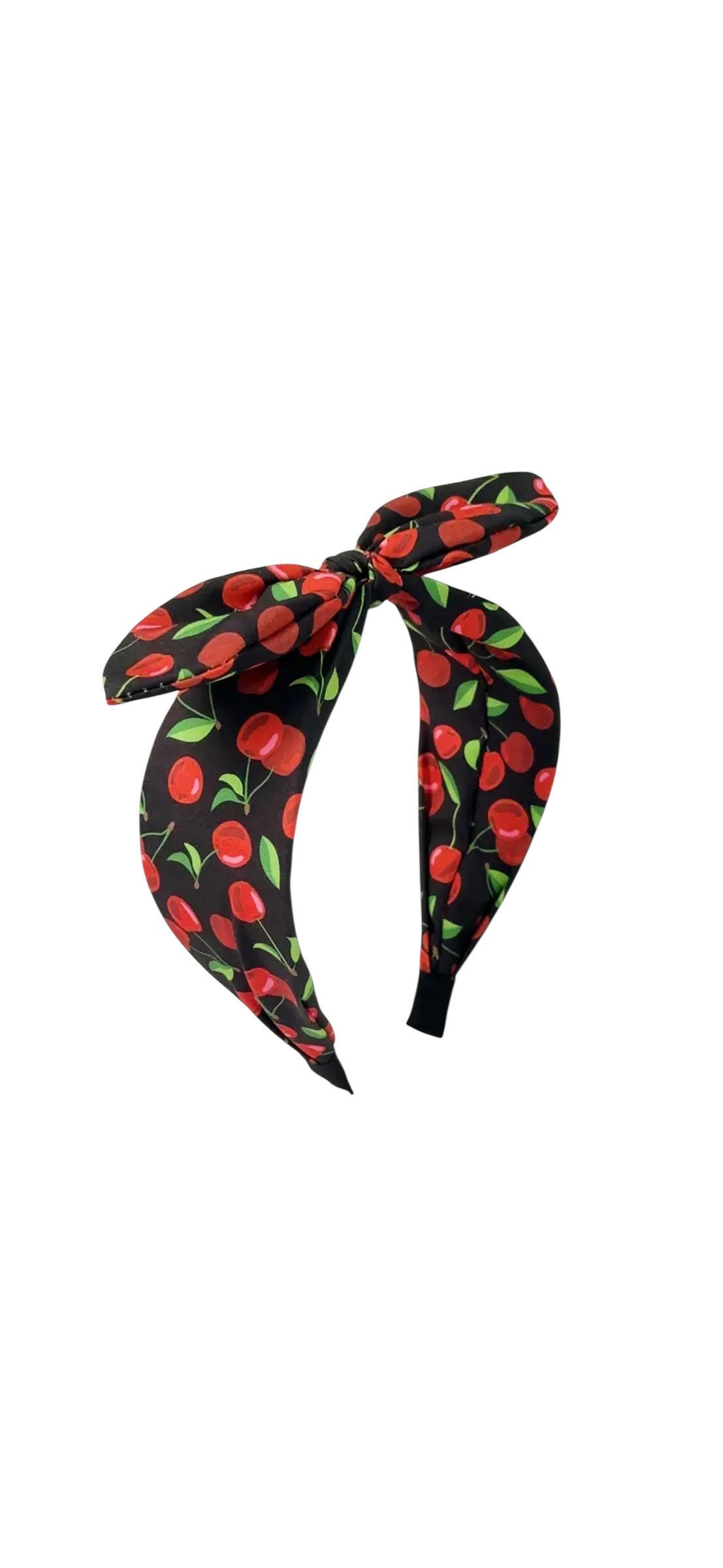 Rockabilly Headband - Cherry Print Black