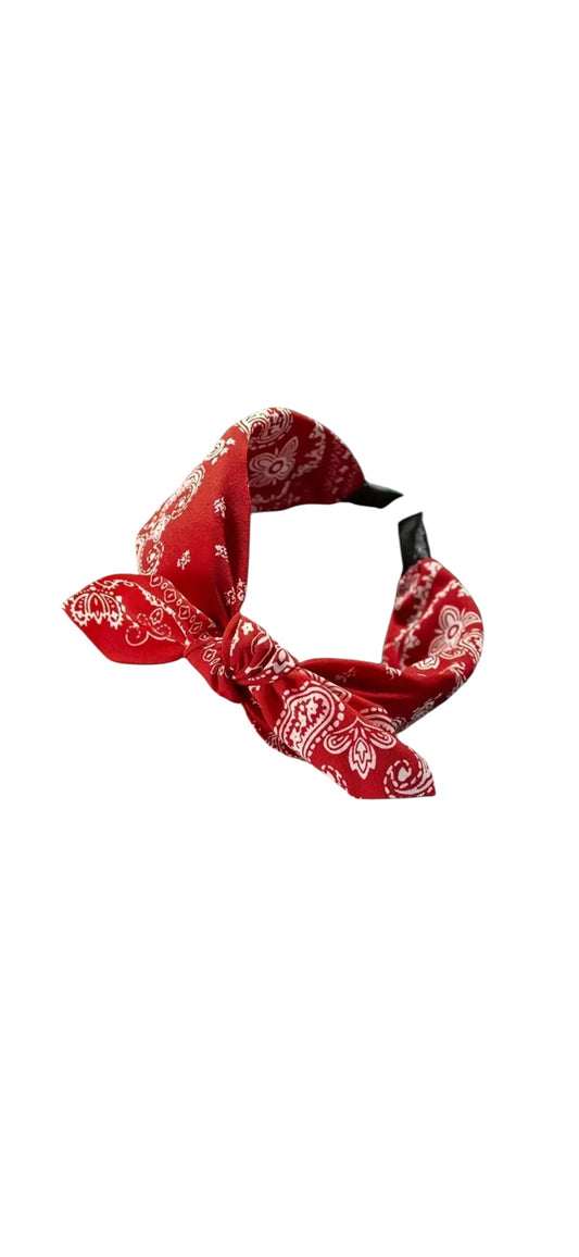 Rockabilly Headband- Bandanna Print Red
