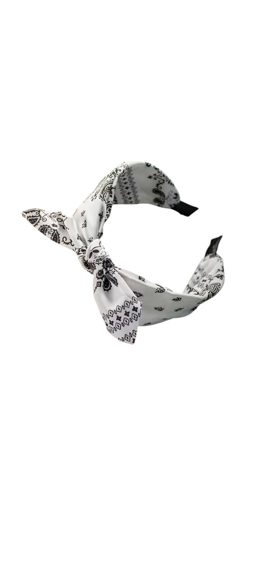 Rockabilly Headband - Bandana Print White