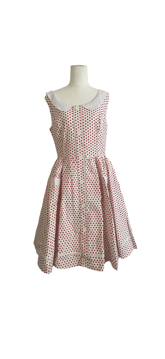 Sophia Polkadot Dress - White & Red