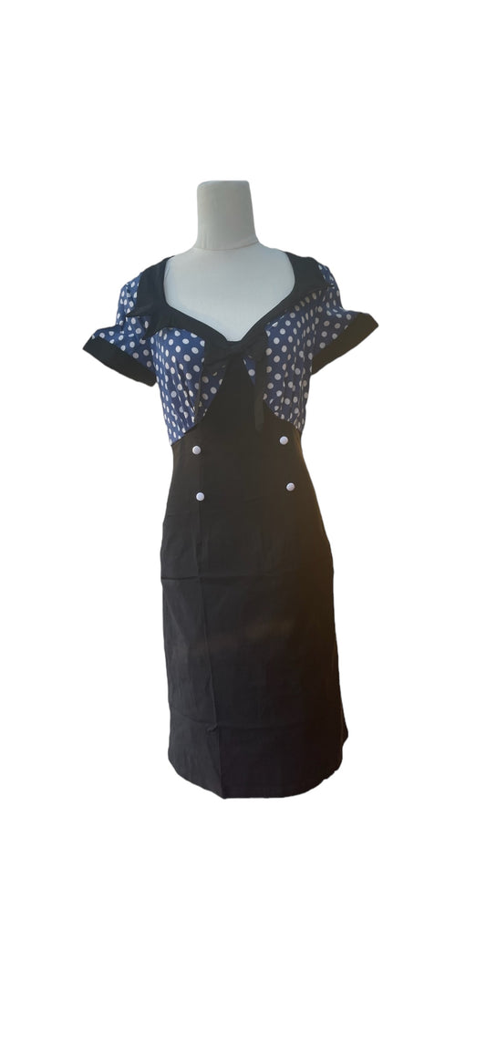 Brigitte - Wiggle Dress Black & Navy