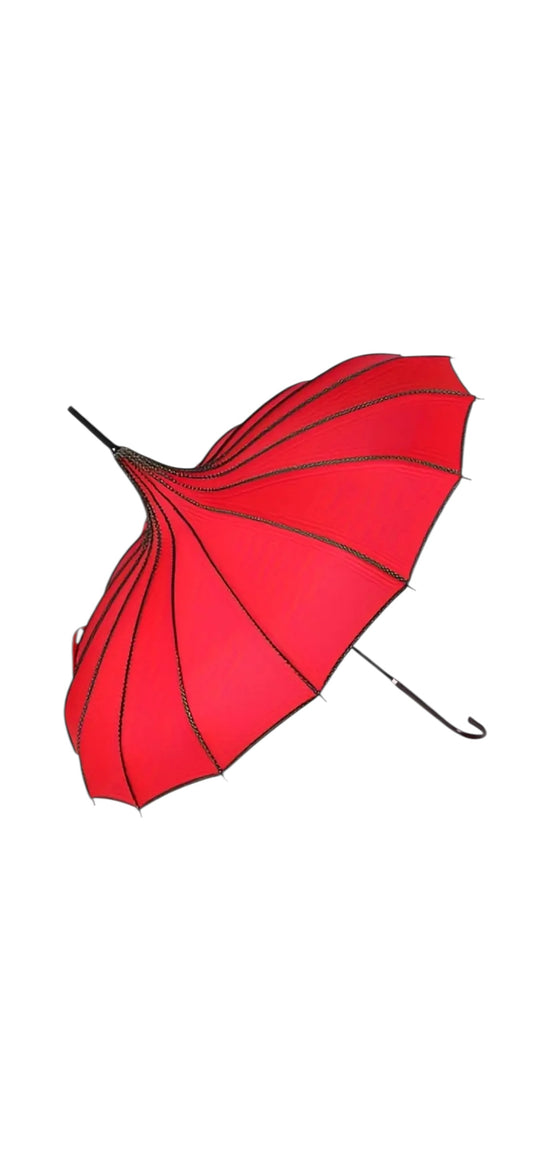 Retro Pagoda Parasol - Red