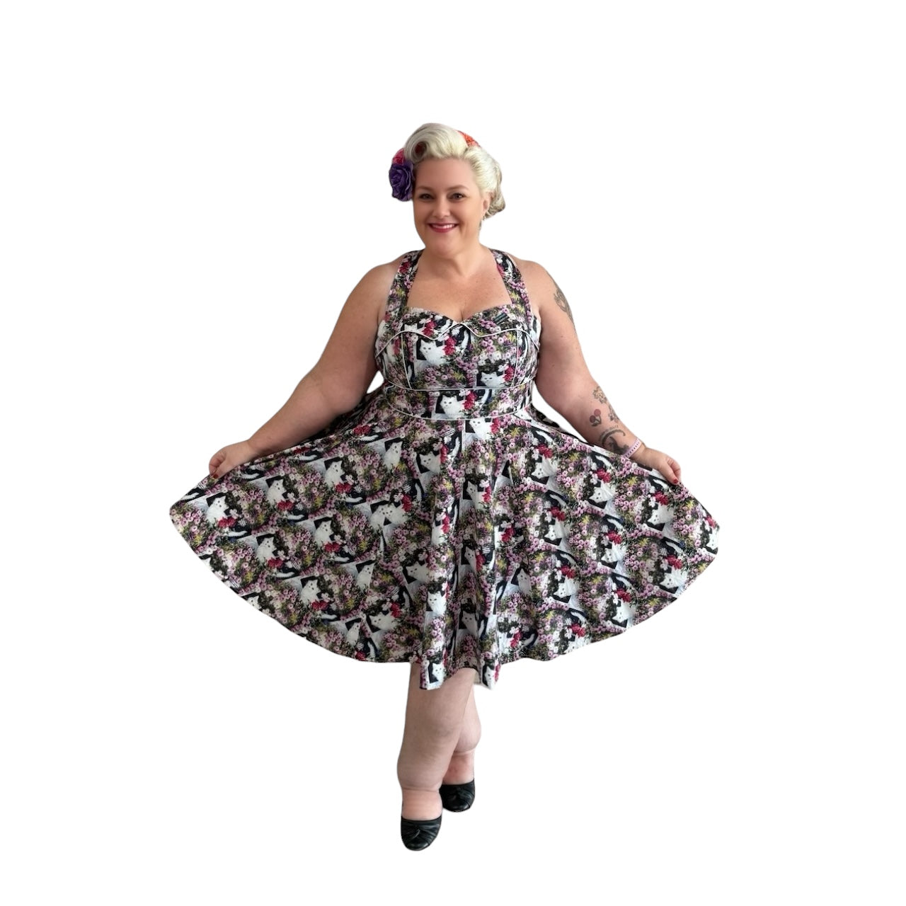 Marilyn Floral Kitty Halter Dress