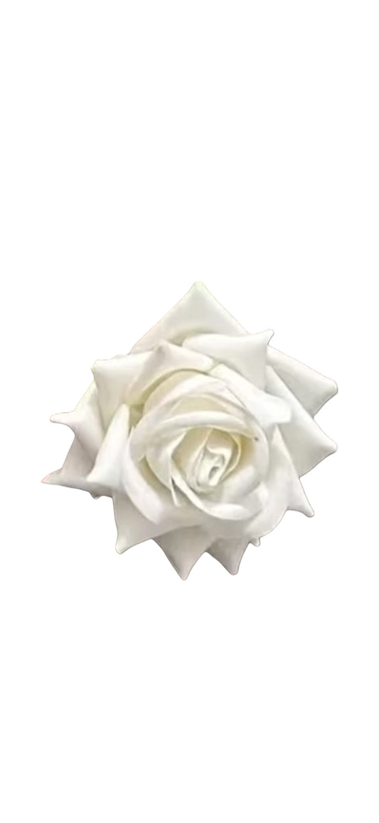 Rose Flower Hair Clip - White Velvet