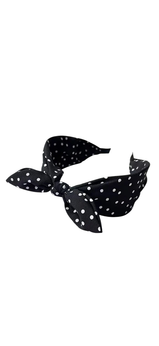 Rockabilly Headband - Black Spotty