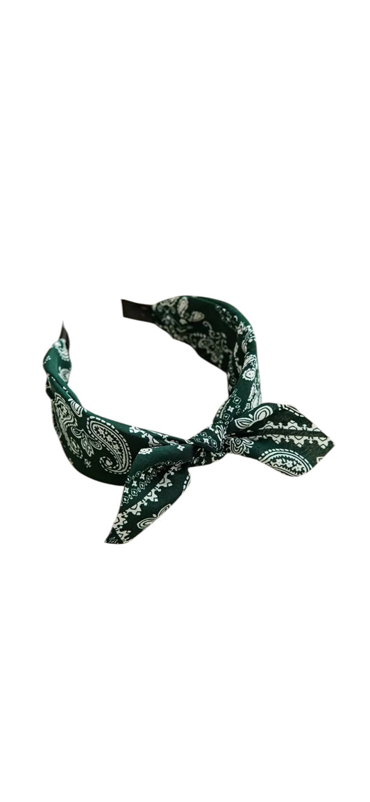 Rockabilly Headband - Bandanna Print Bottle Green