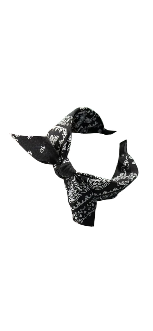 Rockabilly Headband - Bandanna Print Black