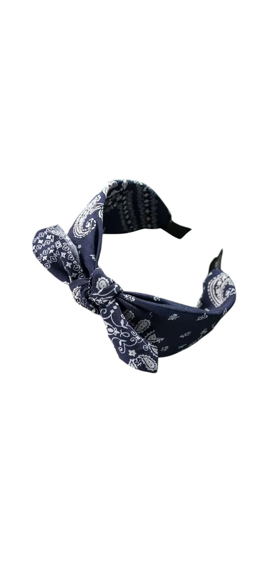 Rockabilly Headband - Bandanna Print Navy