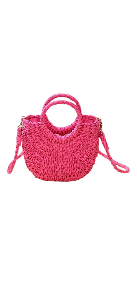 Rattan Carry Bag - Pink