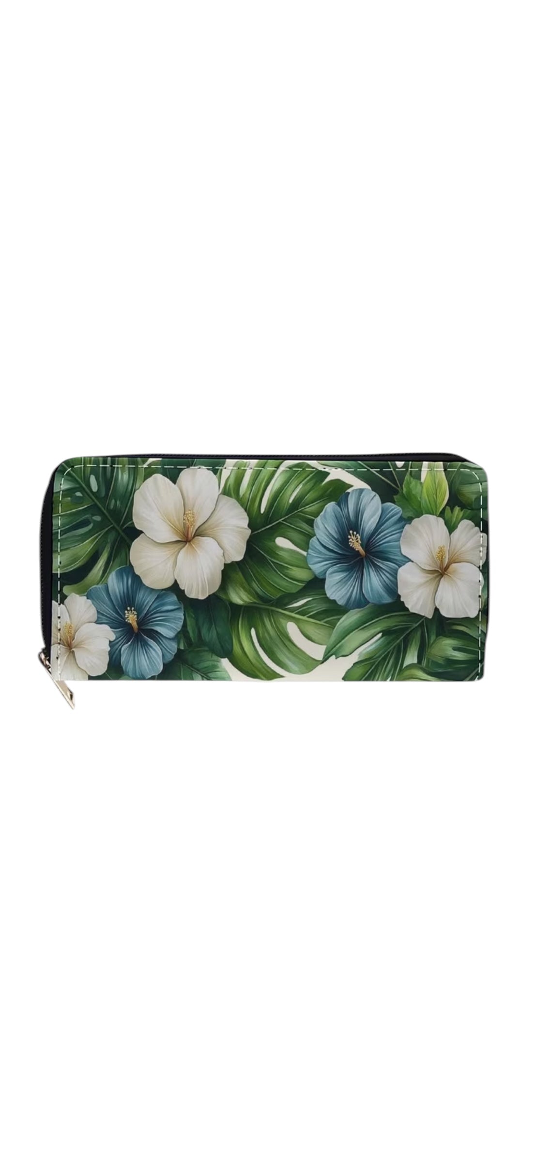 Hibiscus Zip Around Wallet - Blue/Green