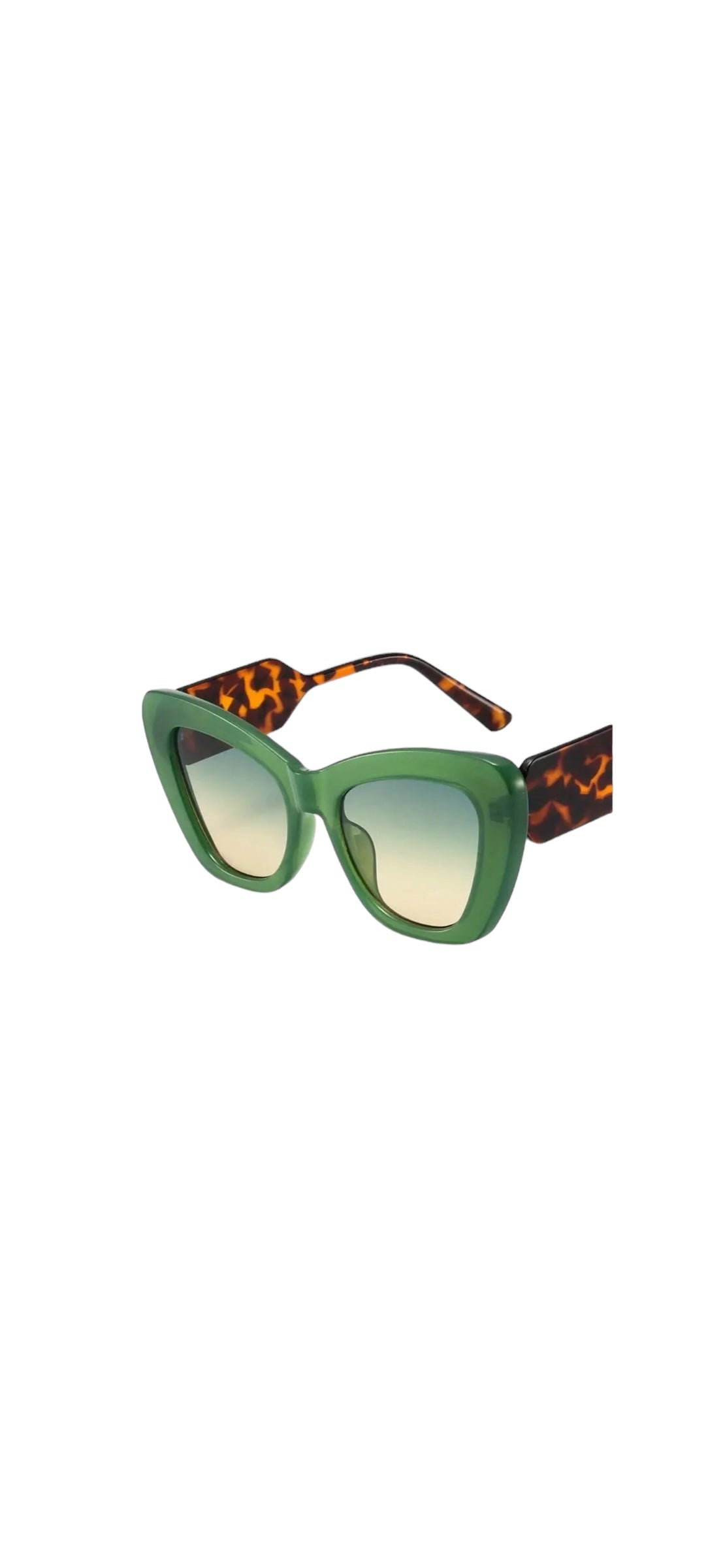 Retro Colour Block Sunglasses - Green & Tortoiseshell