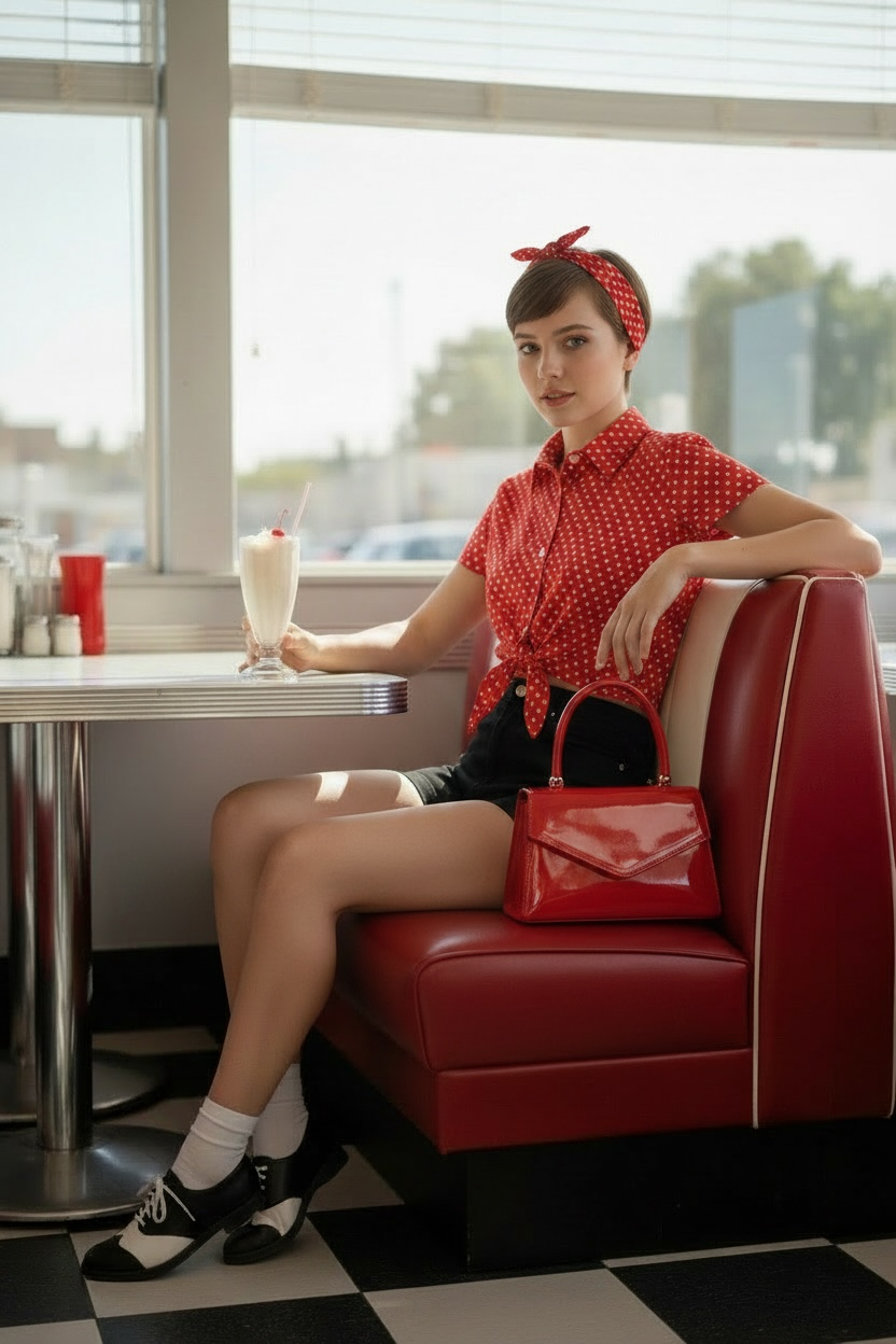 Dolly Vintage Tie Top - Red