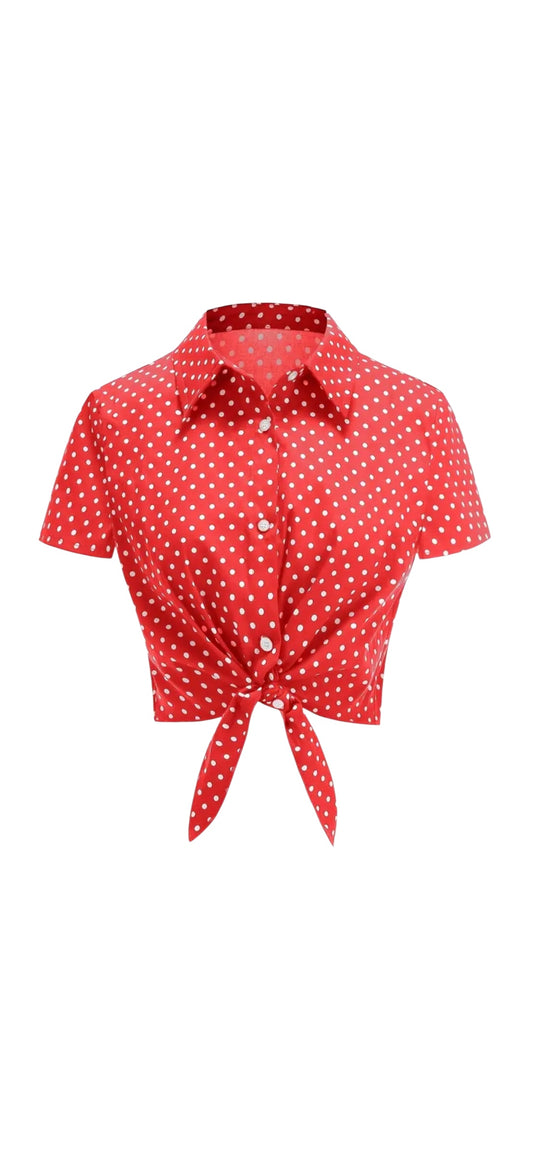 Dolly Vintage Tie Top - Red