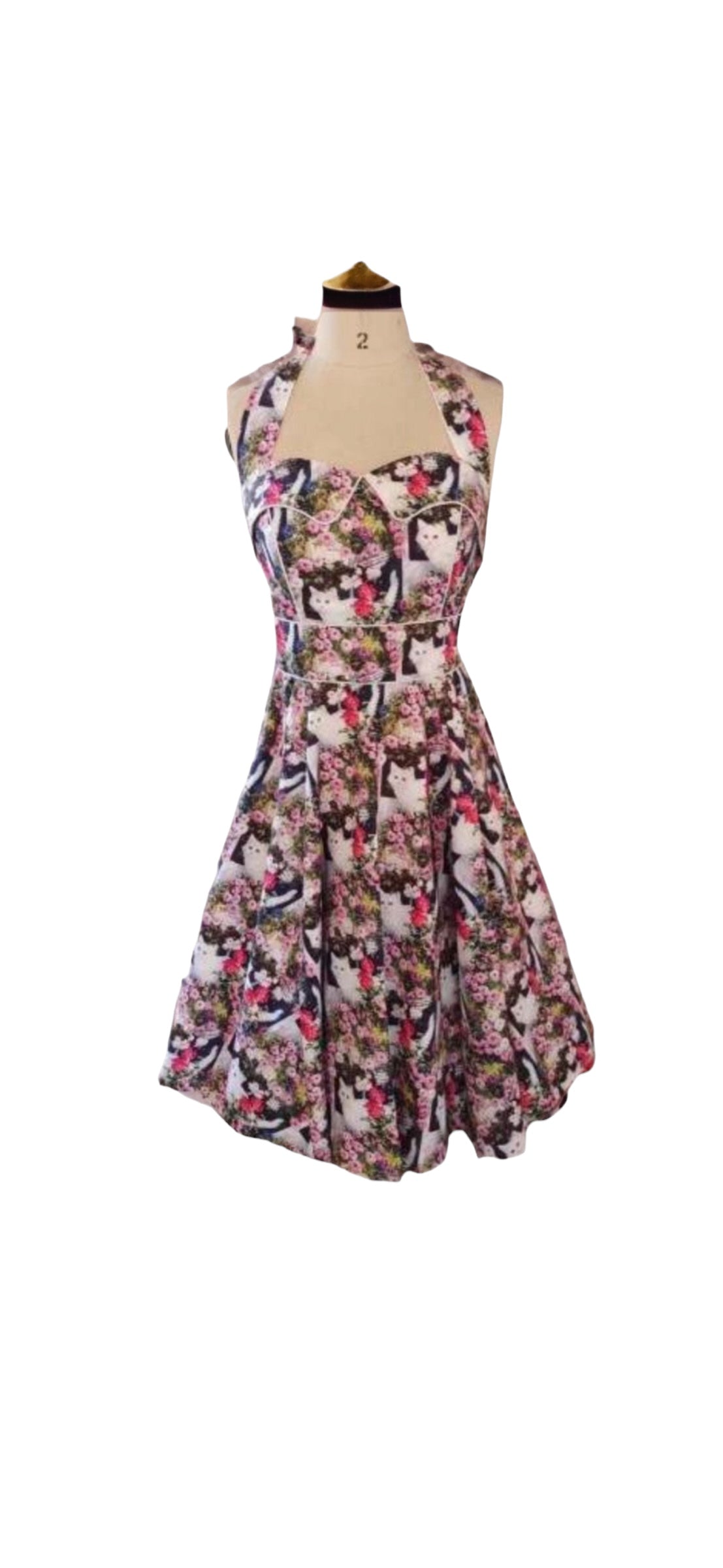 Marilyn Floral Kitty Halter Dress