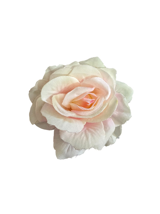 Rose Flower Hair Clip - Pink / White