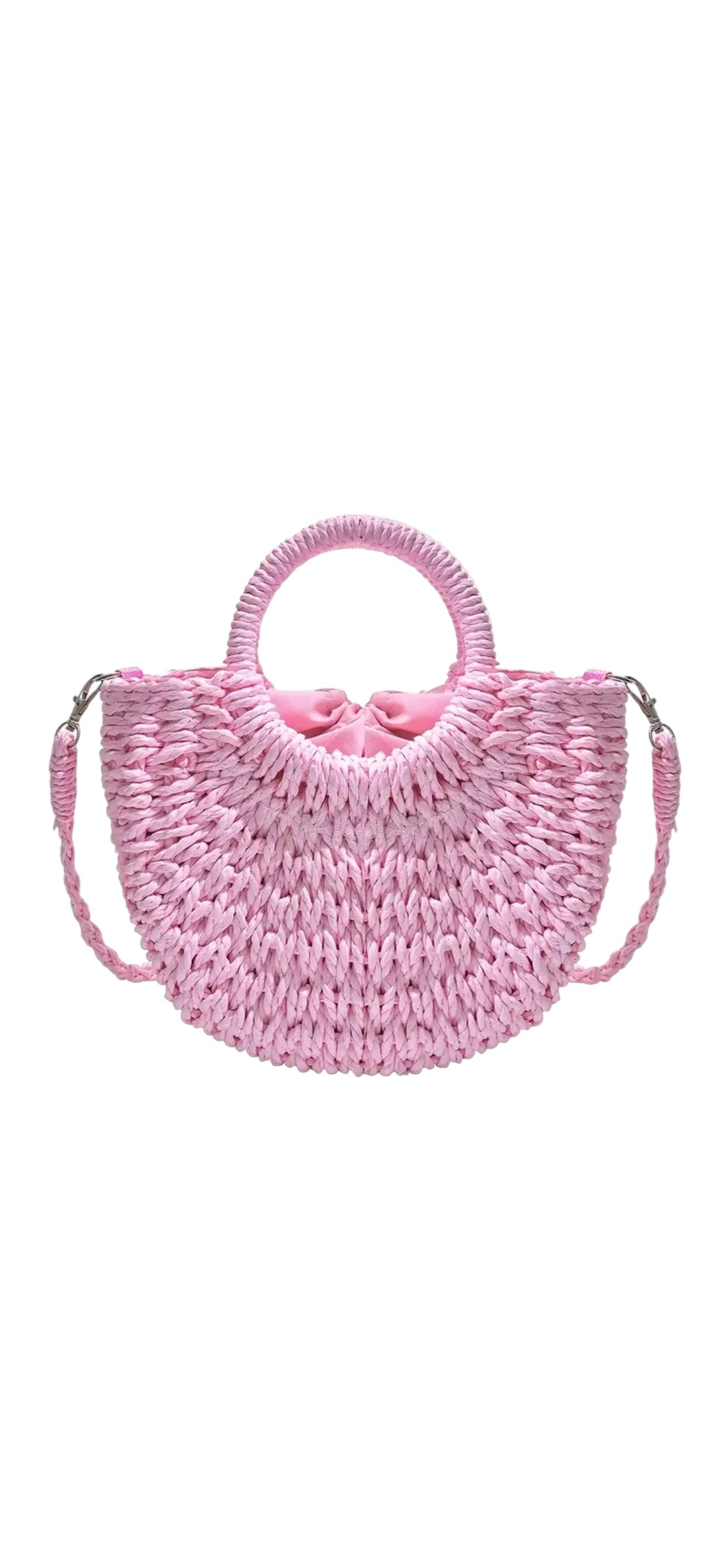 Rattan Carry Bag - Baby Pink