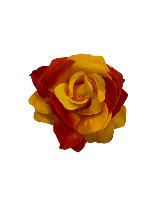 Rose Flower Hair Clip - Yellow & Orange