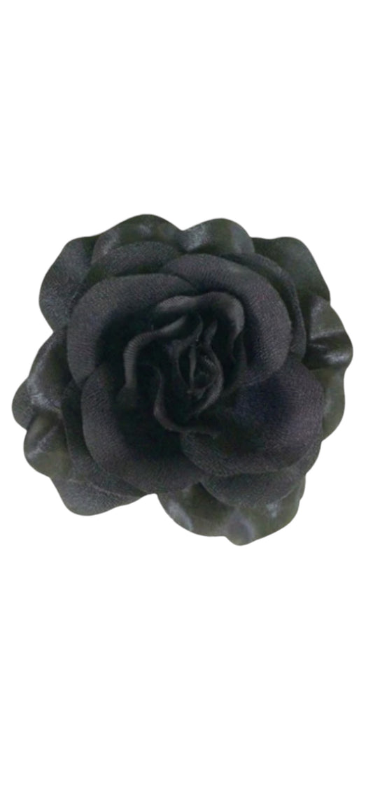 Rose Flower Hair Clip - Black