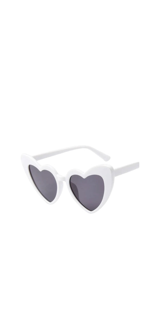 Retro Heart Sunglasses - WHITE