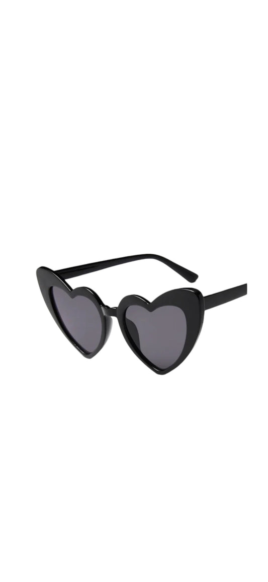 Retro Heart Sunglasses - BLACK