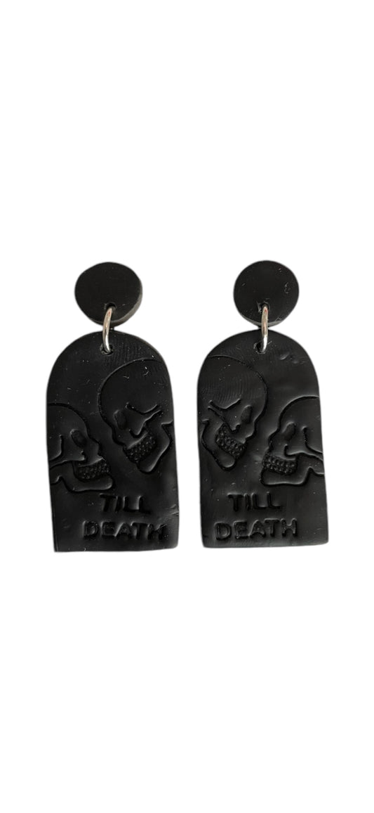 Till Death Dangle Earrings - Black