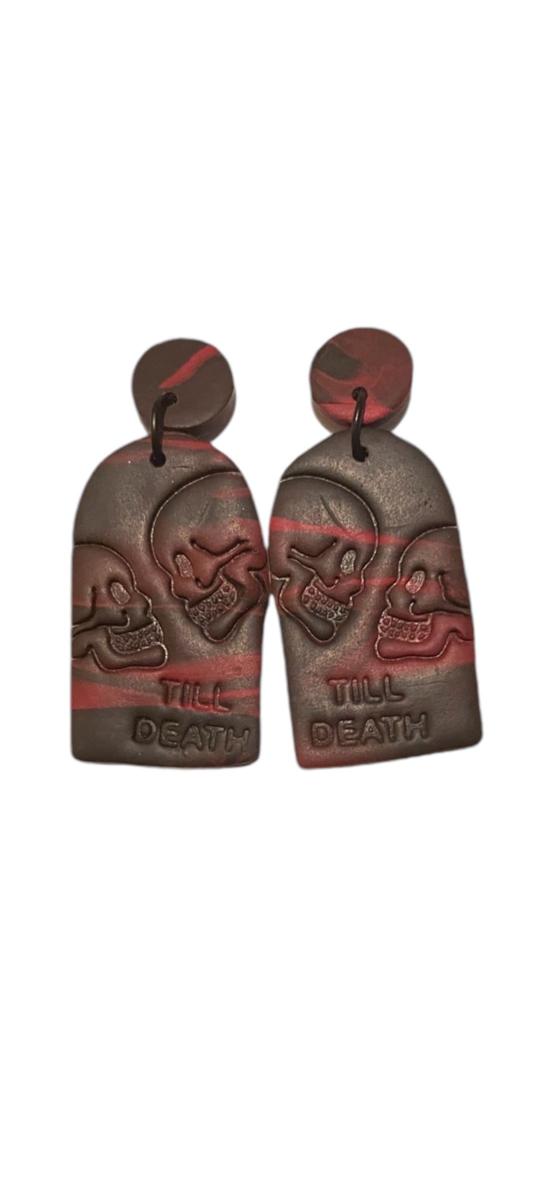 Till Death Dangle Earrings - Red & Black